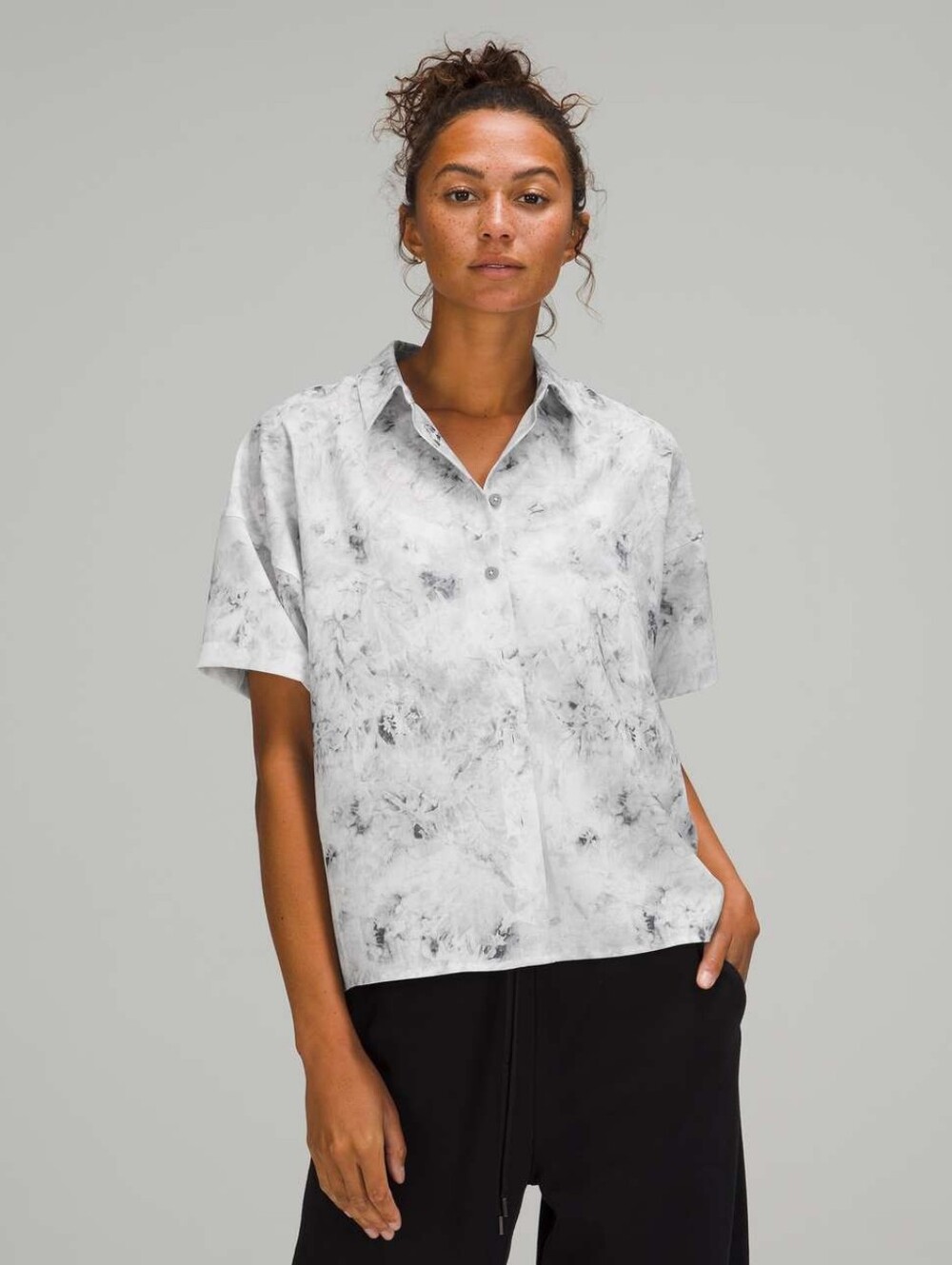 Lululemon Full Day Ahead Short Sleeve Shirt in Aquila Rhino Grey Multi
